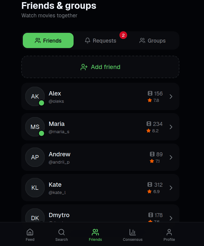 Wotch movie detail or rating screen with community reactions and stats